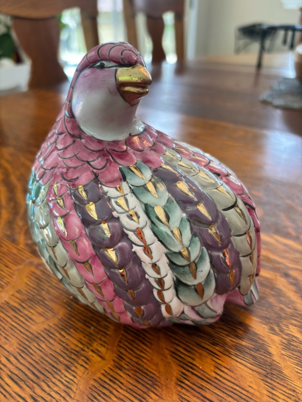 vintage TOYO hand-painted ceramic quail figurine